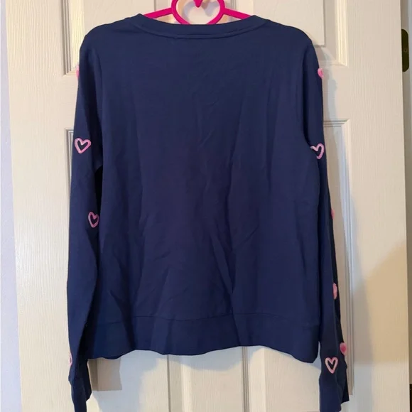 NWT Lilly Pulitzer Rami Long Sleeve Shirt–Navy Wild Heart Chenille Medium - Picture 2 of 15